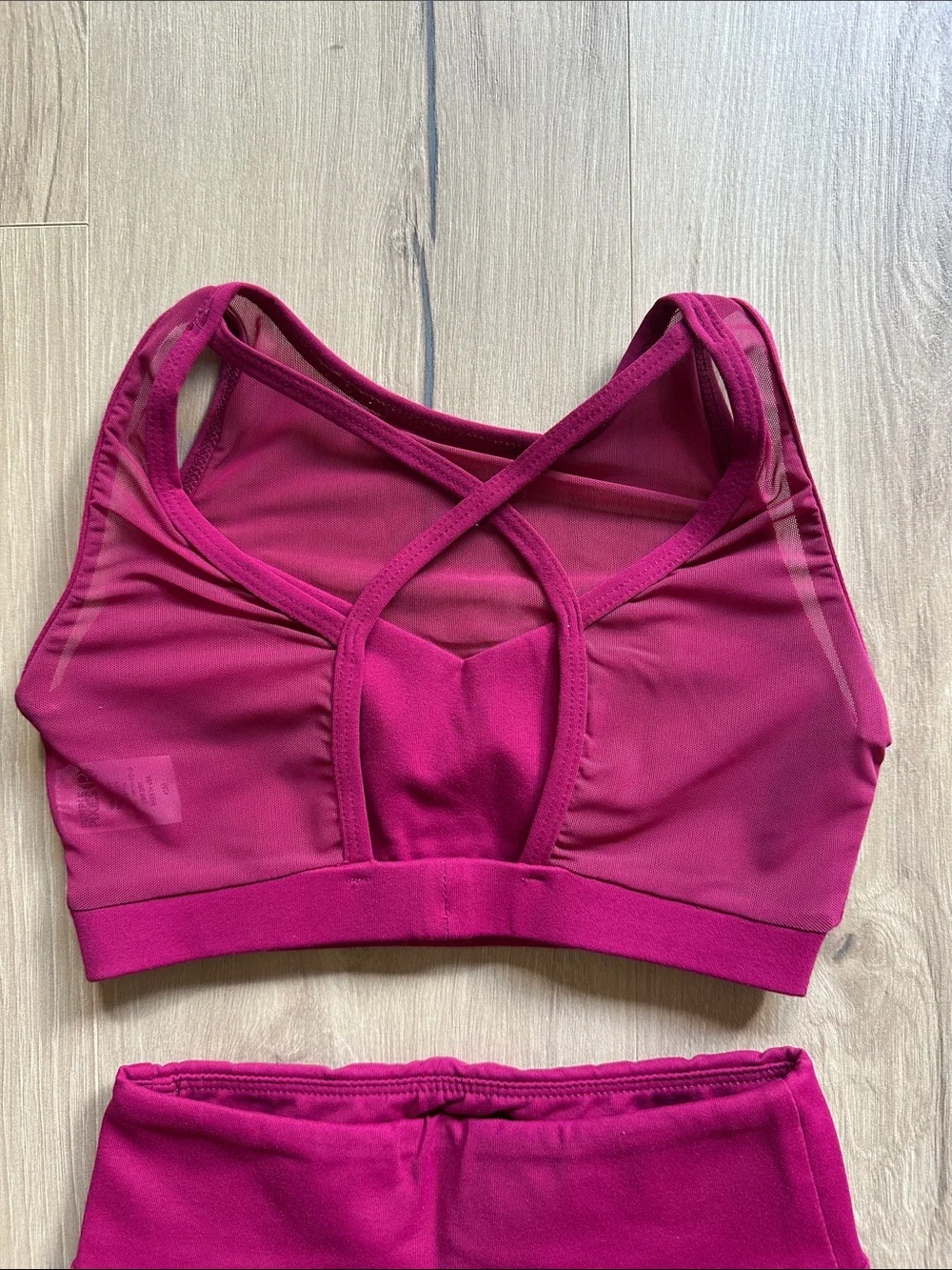 Girls' Bright Fuchsia Dance Set — Crop Top & High-Waist Leggings